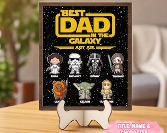 Personalisierte Star Wars Dadalorian und Kinder Name Holzschild, Best Dad im Galaxy Zeichen, ich bin ihr Vater Zeichen, Star Wars Vatertagsgeschenk
