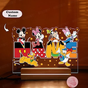 Personalized Night Light Custom Name Gift, Disney Mickey and Friends Night Light, Disneyland Family Room Decor, Birthday Gift For Kids 2025