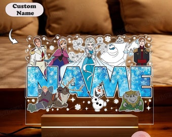 Personalized Night Light Custom Name Gift, Disney Frozen Elsa Princess Night Light, Perfect Gift for Princess Lovers, Birthday Gift For Kids
