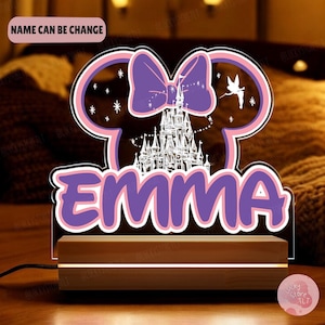 Personalized Castle Night Light Custom Name Gift, Disney Mickey and Friends Led Lamp, Disneyland Family Room Decor, Bday Gift For Kids 2025