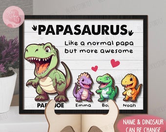 Personalized Papasaurus T Rex Grandkidsaurus Sign, Custom Dinosaur Grandkids Sign, Funny Father's Day Gift Ideas, Birthday gift Daddy Papa