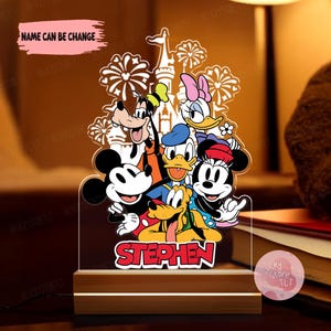 Personalized Night Light Custom Name Gift, Disney Mickey and Friends Night Light, Disneyland Family Room Decor, Birthday Gift For Kids 2025