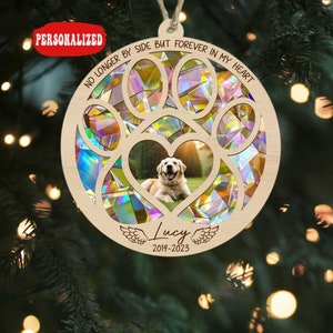Neu ! Hund Memorial Suncatcher, Verlust von Haustier Sympathie Geschenk, Pet Memorial Suncatcher, benutzerdefinierte Foto Name Hund Dekor, Geschenk Weihnachten 2023