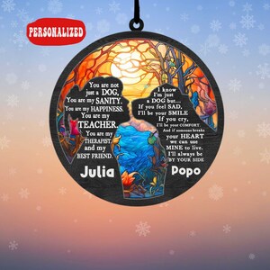 New ! Personalized Dog Suncatcher Ornament Christmas, Dog Memorial Gifts, Loss Of Pet Sympathy Gift, Pet Memorial Suncatcher, Gift For Dog