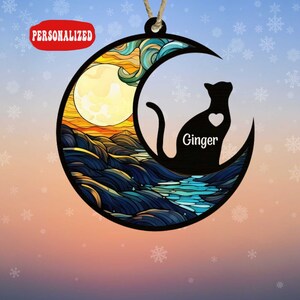 New Gift Christmas Ornament 2023 ! Loss of Pet Sympathy Gift, Pet Memorial Suncatcher, Cat Memorial Suncatcher, Memorial Gift For Cat Lover.