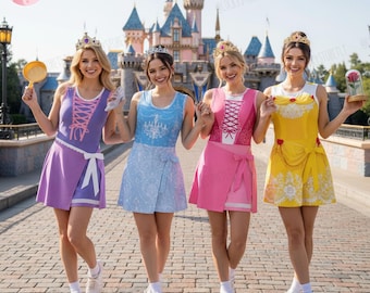 Personalized Disney Princess Tennis Dress, Custom Disney Princess Outfit, Disneyland Group Costume, Fairytale Vacation Dress,Girls Trip Gift