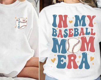 In My Baseball Mom Era Camicia a 2 lati, Camicia personalizzata per mamma da baseball, Camicia con numeri di baseball personalizzati, Regalo per la festa della mamma per gli amanti del baseball