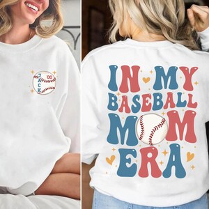 In My Baseball Mom Era 2 Sided Shirt, Custom Baseball Mom Shirt, Custom Baseball Numbers shirt, Mother's Day Gift For Baseball Lover image 1