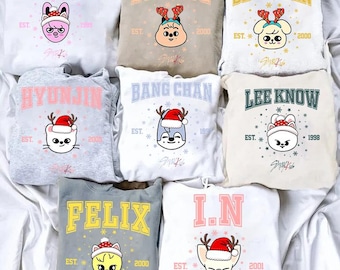 Christmas Stray Kids Member Group Tee, SKZOO Characters Sweatshirt, Stray Kids World Tour 2024 Tee, Bang Chan Shirt, Han, Changbin, Hyunjins
