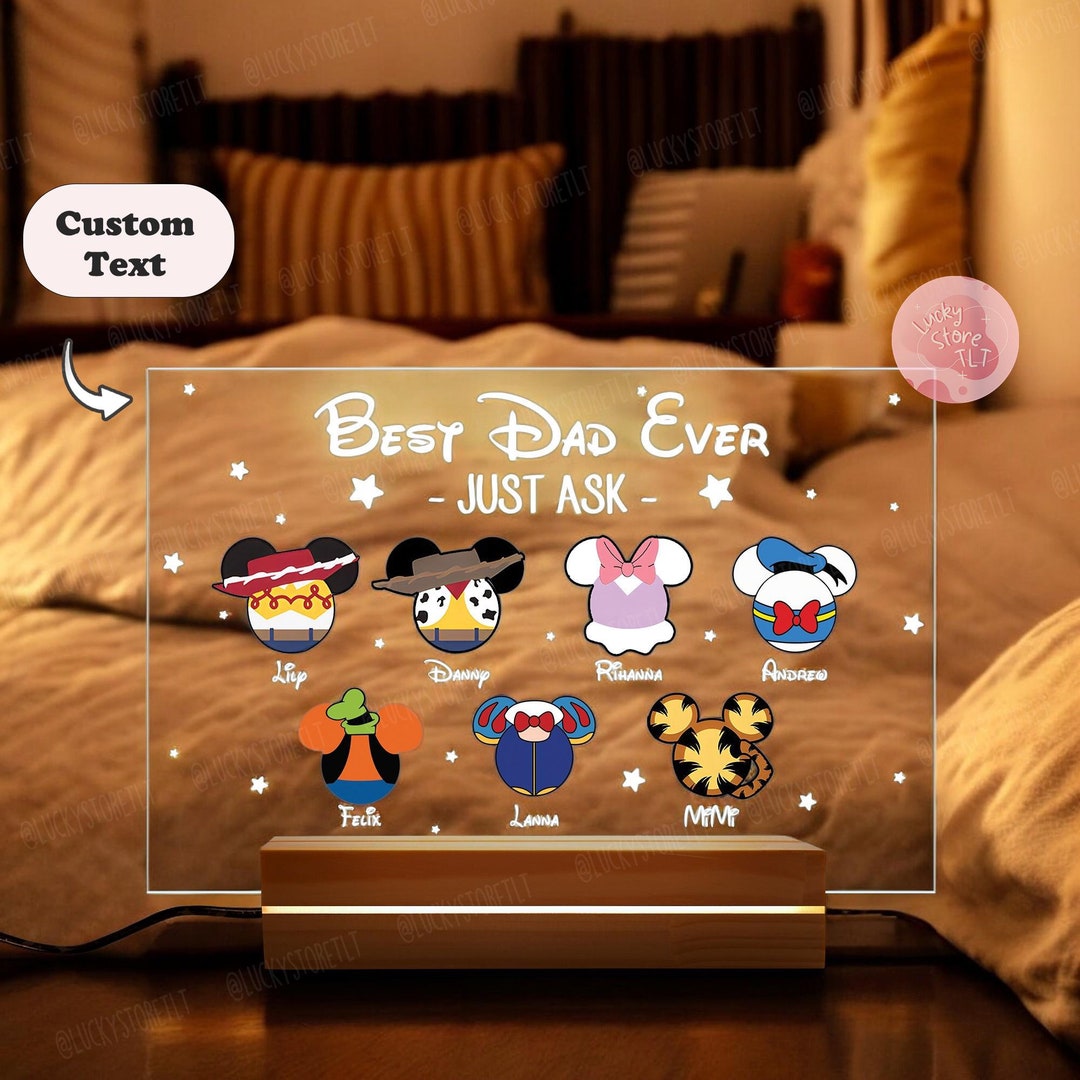 Personalized Disney Dad Granddad Ever Night Light, Custom Disney ...