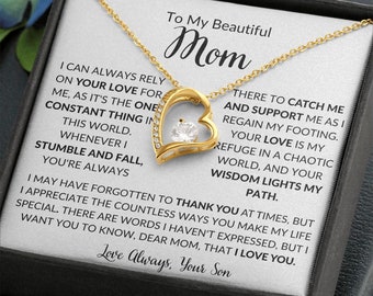 To My Beautiful Mom, Mother Daughter Necklace, Mom Gift, Mother's Day Gift, Daughter Gift, Jewelry for Mom, Anniversary Gift, Mother 's Gift