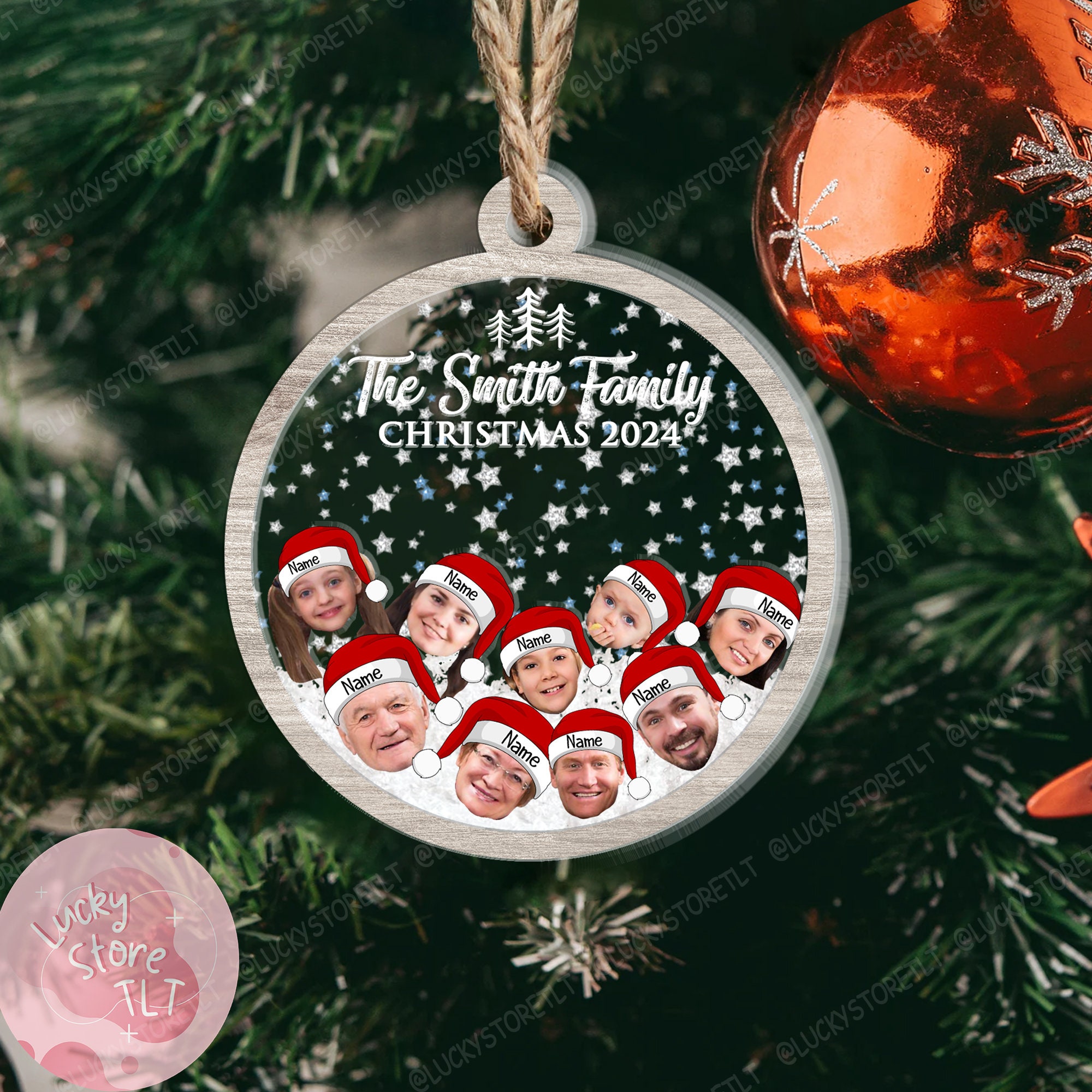 Personalized Family Christmas Shaker Ornament, Custom Family Name Ornament 2024, Gift For Christmas Family, Decor Xmas, Keepsake 2024