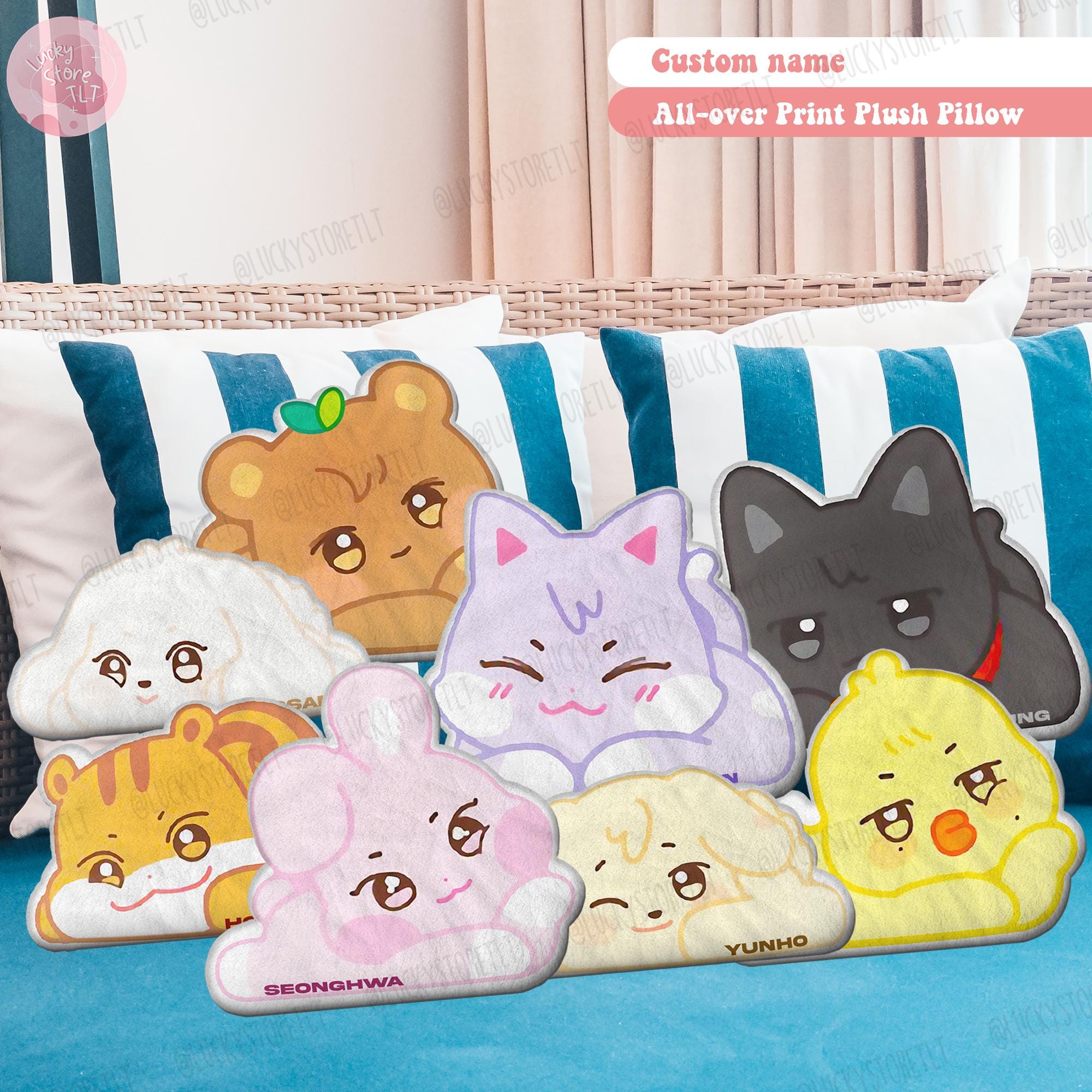 Personalized ATEEZ Member Aniteez Pillow, Custom Name Plush