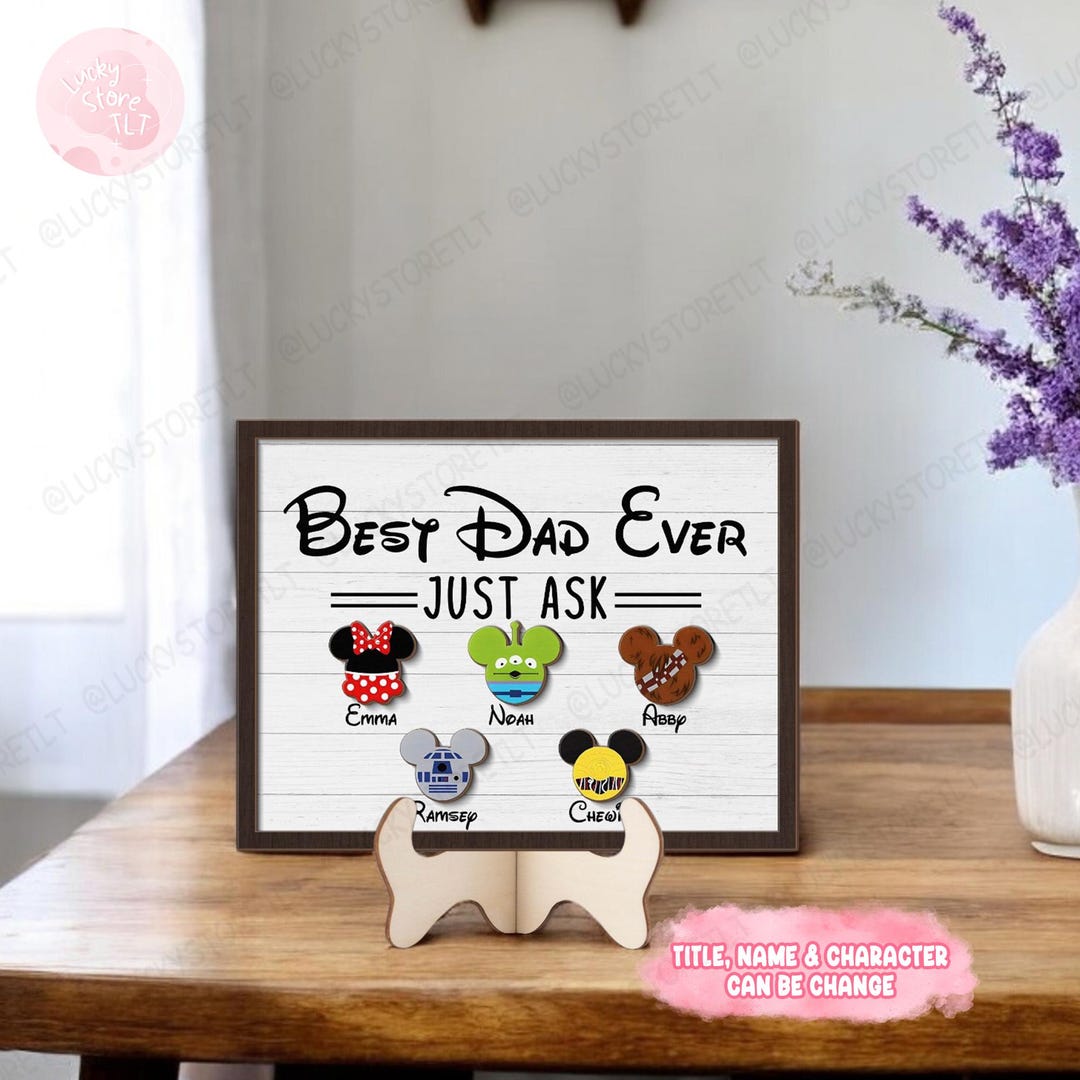 Personalized Disney Best Dad Granddad Ever Wooden Sign, Custom Disney ...