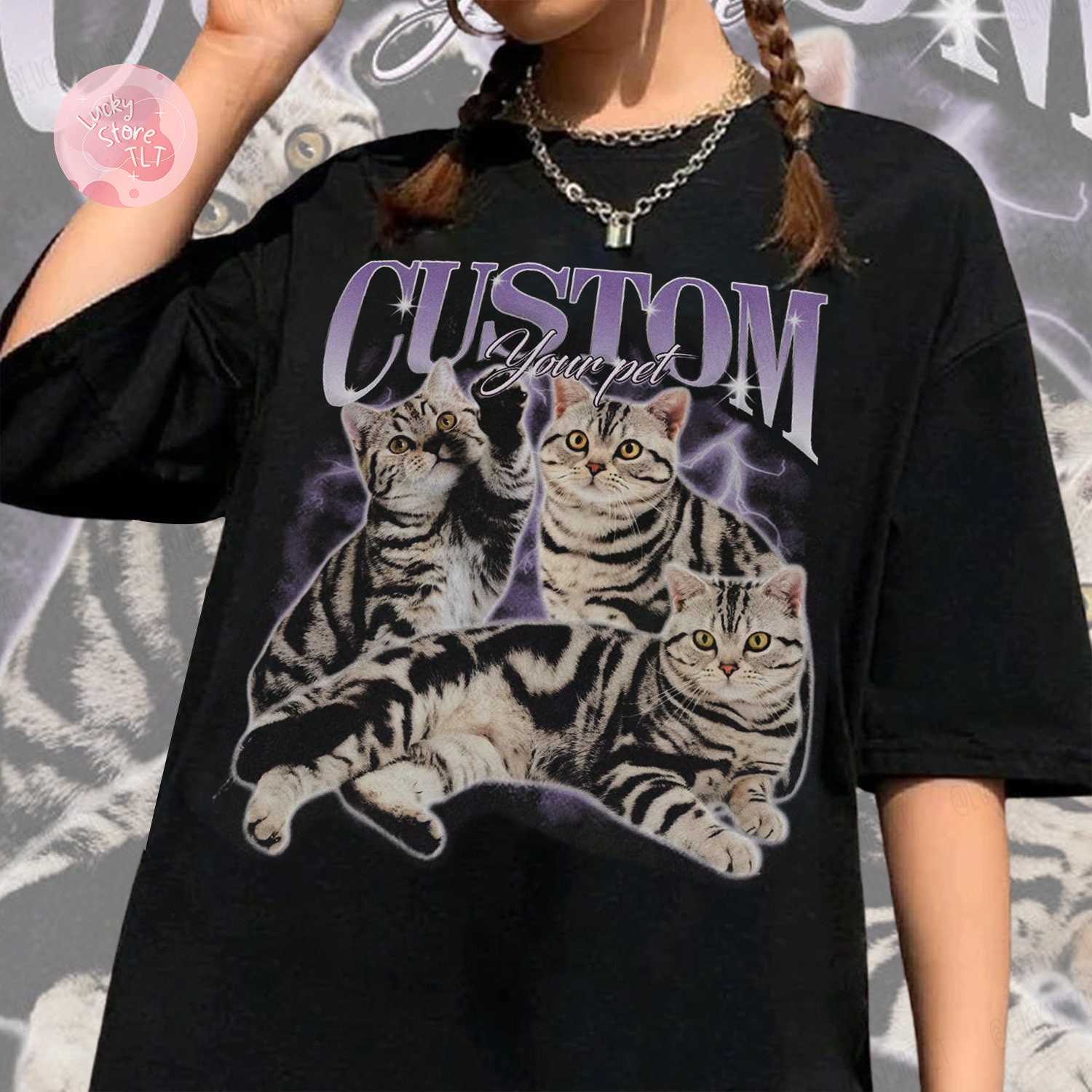 Custom Pet Bootleg Shirt, Custom Retro Cat Bootleg Shirt,Custom Photo Shirt