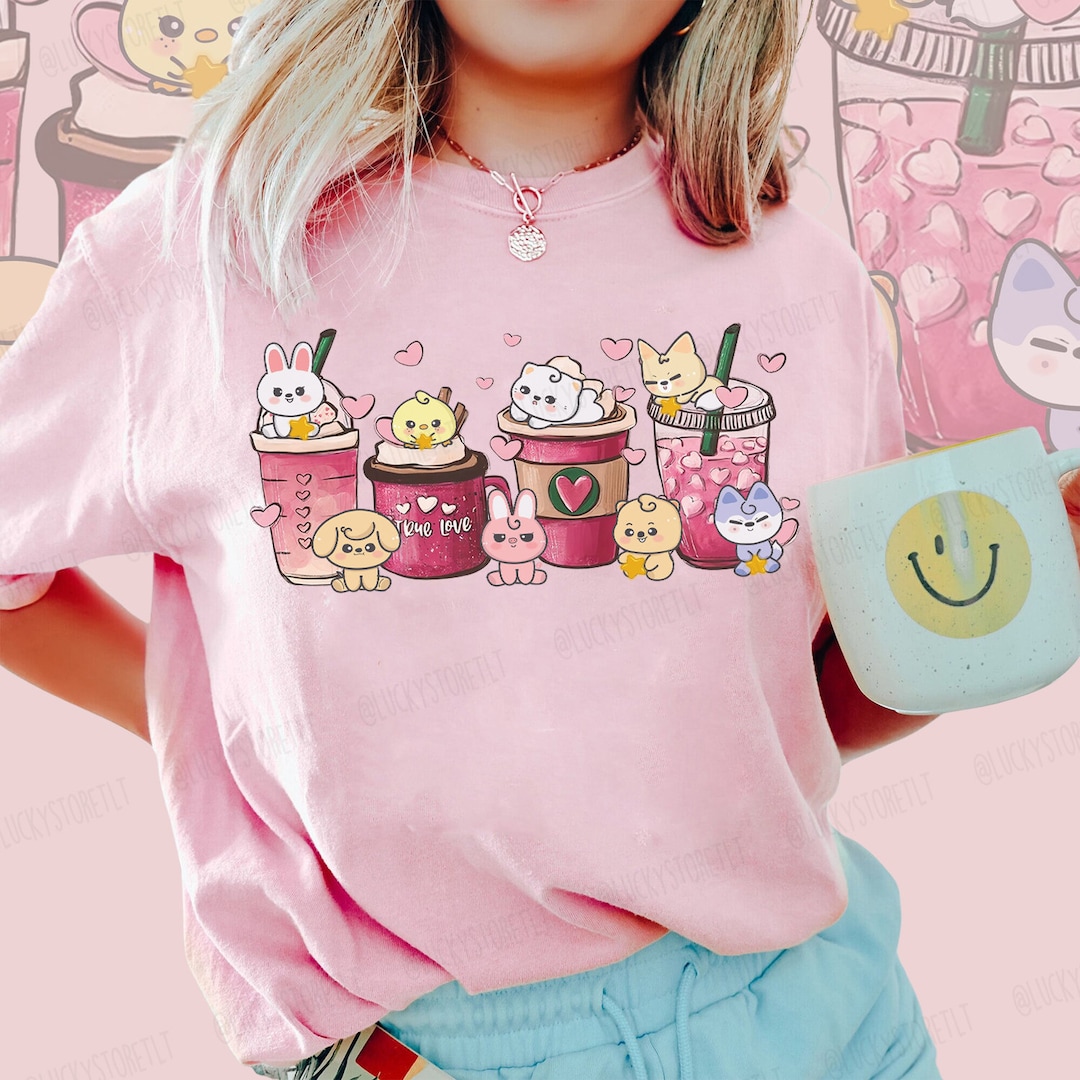 Stray Kids Valentine Latte Shirt, SKZOO Chibi Characters