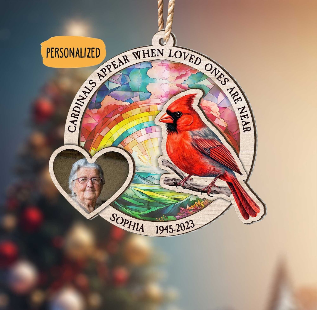 Cardinal Memorial Personalized Memorial Gift Cardinal Suncatcher Ornament, Christmas ...