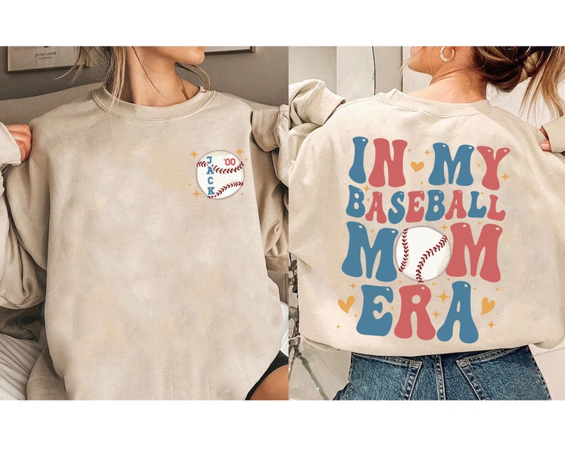 In My Baseball Mom Era 2 Sided Shirt, Custom Baseball Mom Shirt, Custom Baseball Numbers shirt, Mother's Day Gift For Baseball Lover image 3