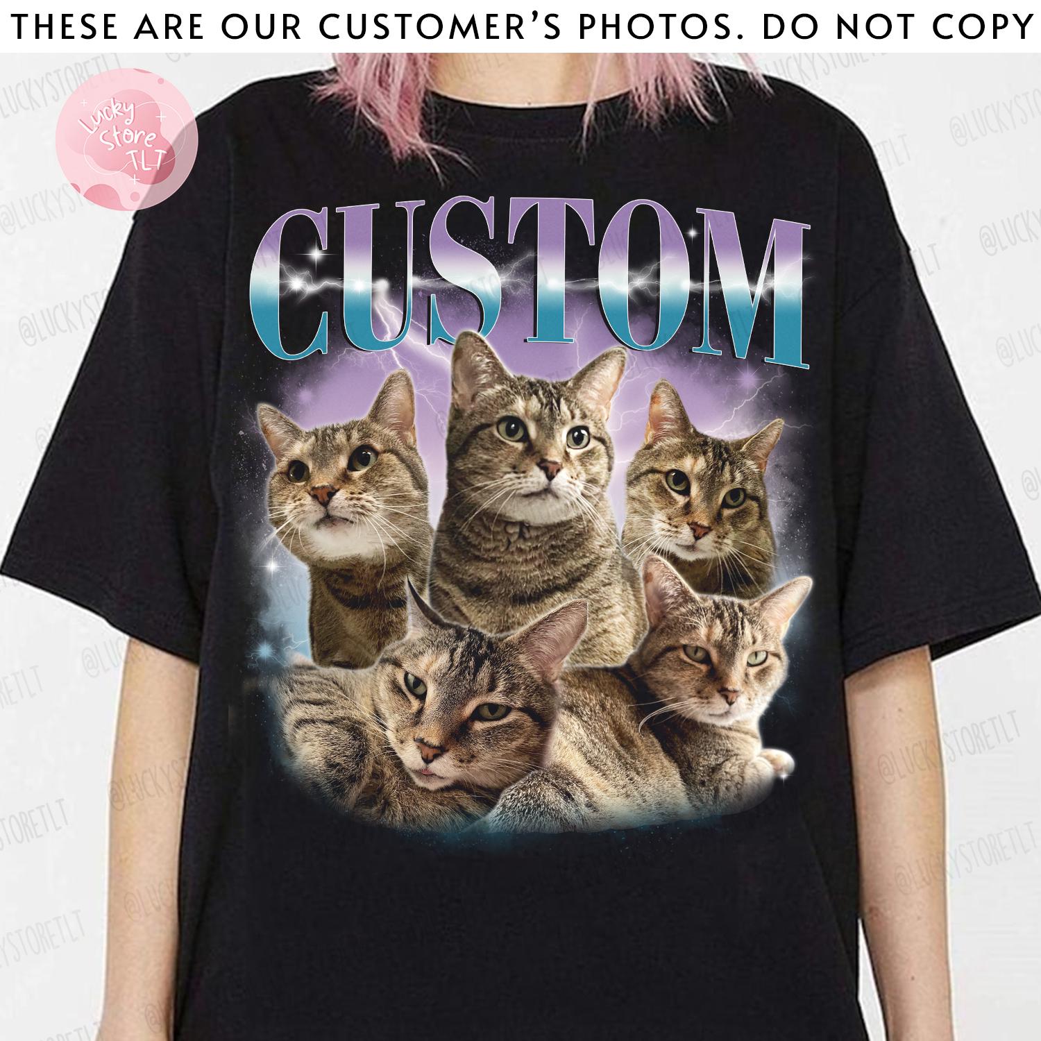 Comfort Colors Custom Your Pet Bootleg Shirt, Retro Collage Cat