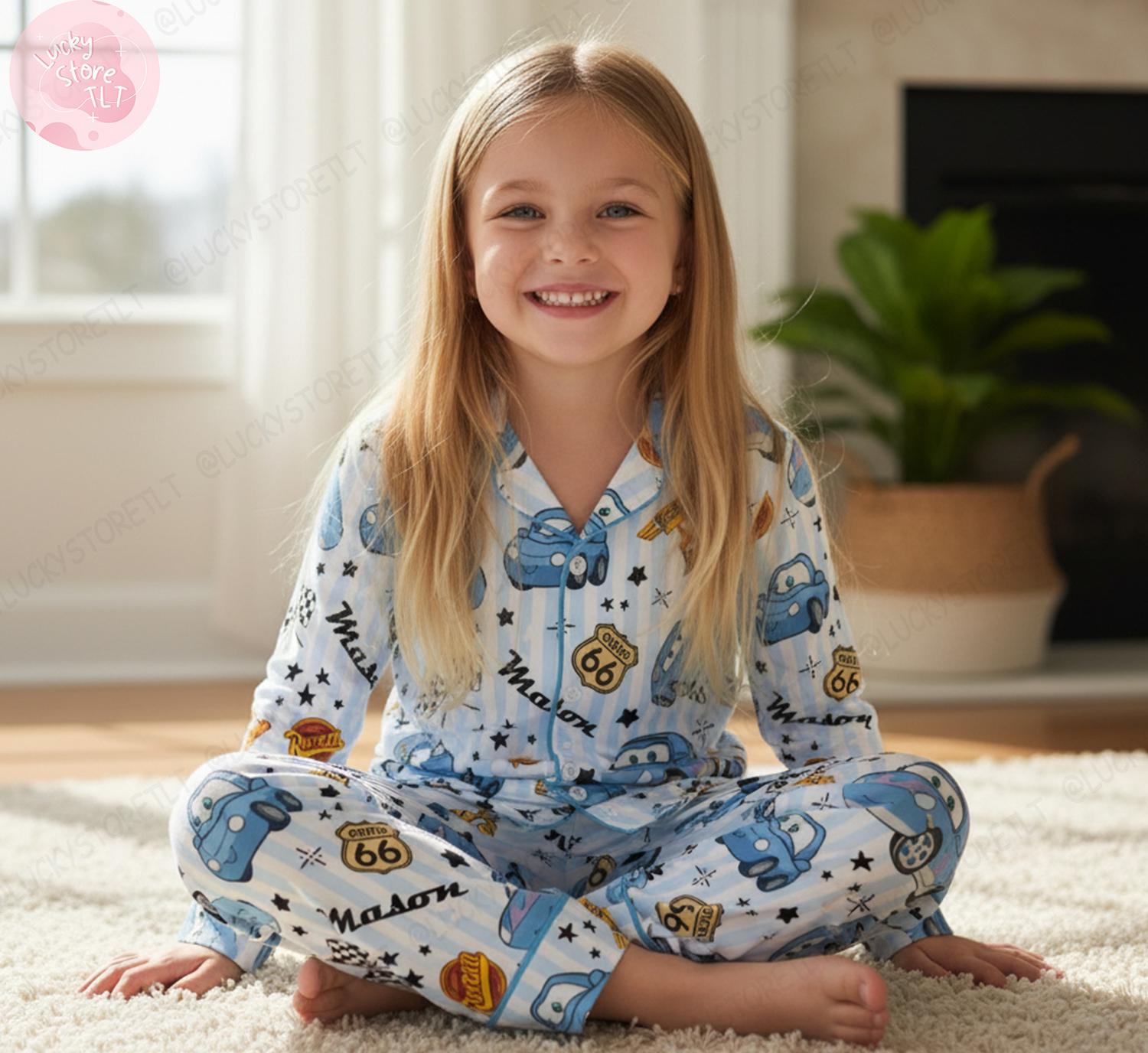 Personalisierter Tow Mater MC Queen Pyjama Set, Benutzerdefinierte ...