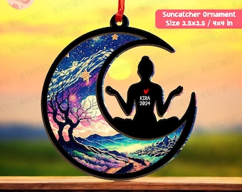 Personalized Yoga Suncatcher Ornament, Customized Yoga member gift, Christmas Namaste gifts for Yoga Lover, Yoga Teacher Gift, Gift For Yogi