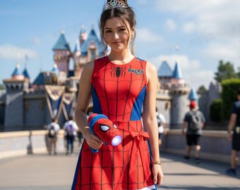 Personalized Spider-Man Tennis Dress, Custom Name Superhero Dress, Spider Web Costume Outfit, Theme Park Trip Dress, Halloween Party Gift