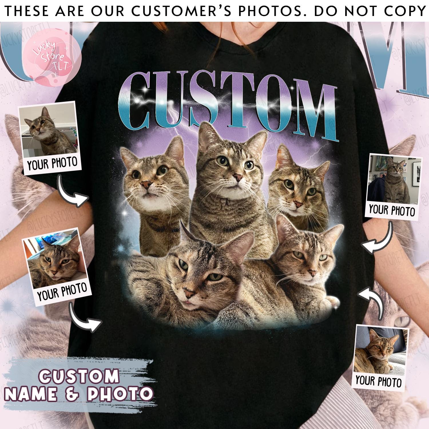 Comfort Colors Custom Your Pet Bootleg Shirt, Retro Collage Cat