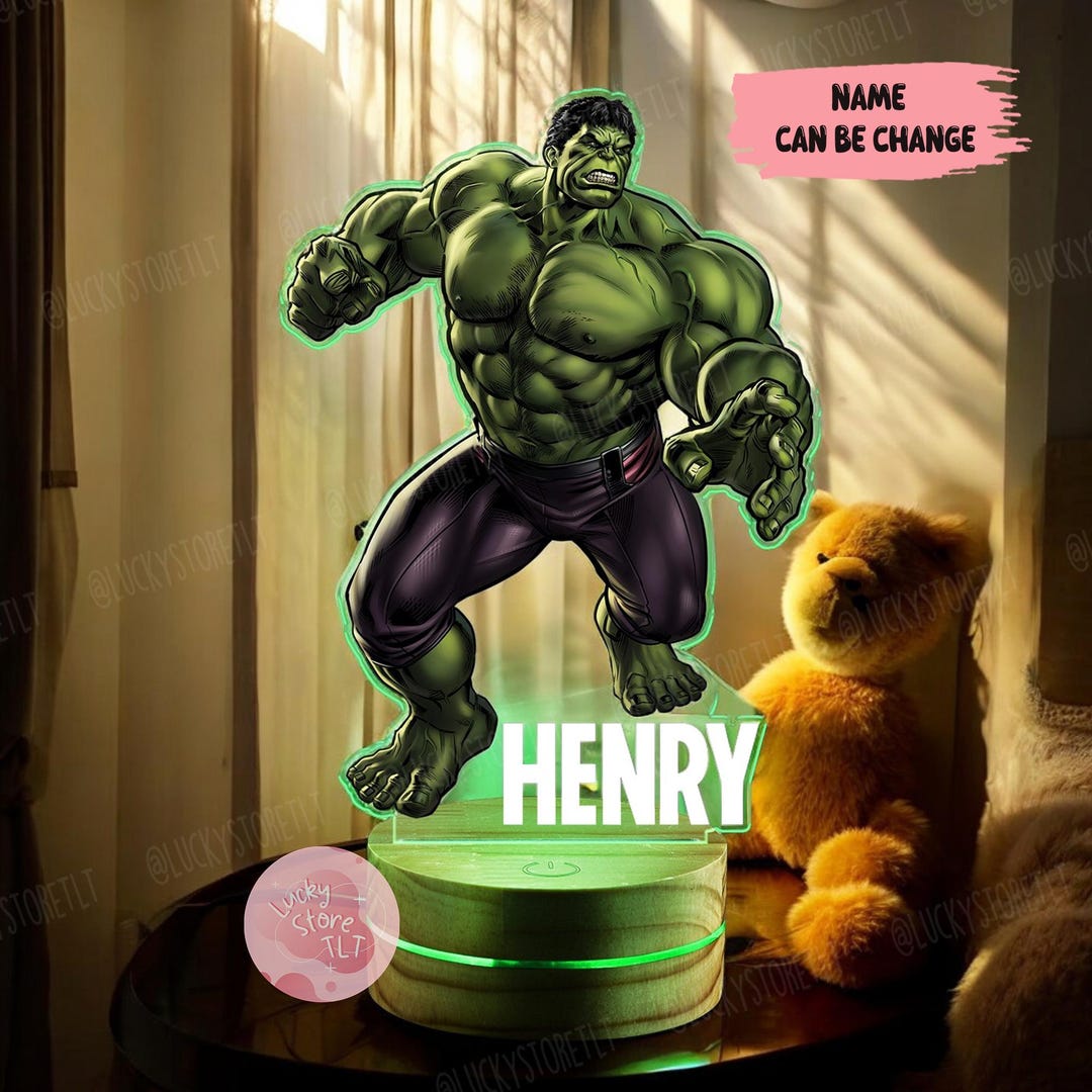 Hulk Light Personalized Hulk Night Light for Kids, Custom Superhero Lamp With Name ...