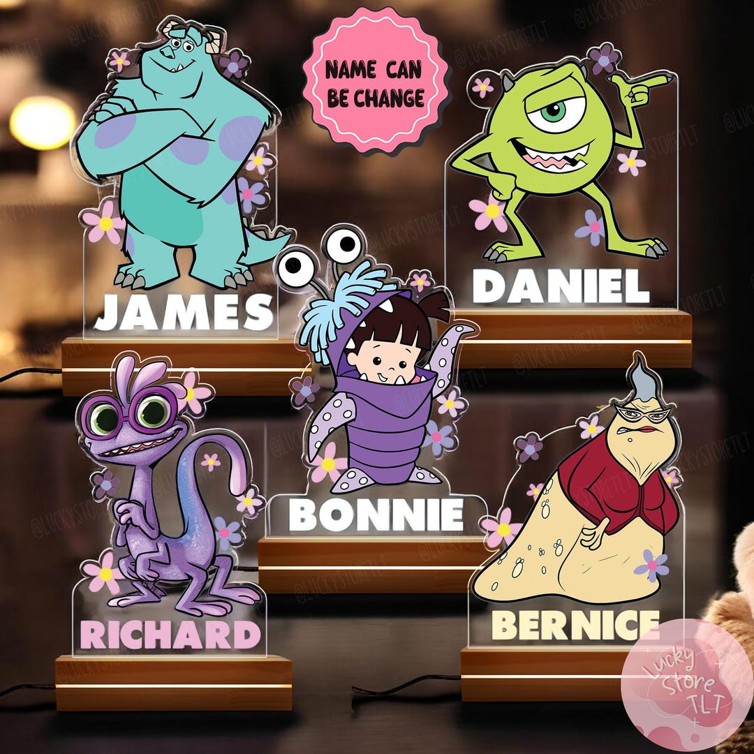 Personalized Night Light Monsters Inc Custom Name Gift, Custom Name Monster  Characters Night Light, Mike Sully Gifts Bday,all Character Lamp - Etsy  Canada
