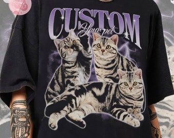 Custom Pet Bootleg Shirt, Custom Retro Cat Bootleg Shirt,Custom Photo Shirt,CUSTOM Your Own Bootleg Idea Here,Pet Photo Shirt, Cat Mom Gift