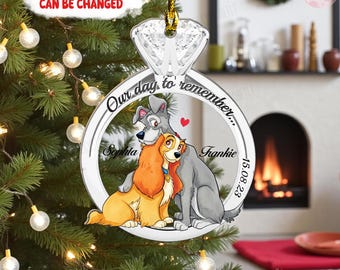 Personalized Disney Couple Christmas Ornament 2025, Custom Lady & The Tramp, Engaged or Wedding Gift, Romantic Holiday Keepsake for Couples