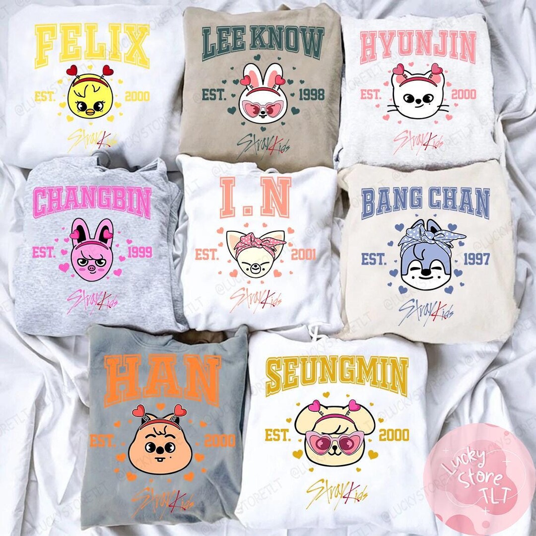 Valentine Stray Kids Member Group Hoodie, SKZOO Characters Tee