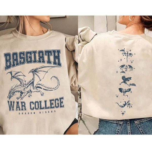 Fourth Wing Double-Sided Sweatshirt, Basgiath War College Shirt, Basgiath War College Gift, Fourth Wing Shirt, Bookish Dragon Rider Shirt