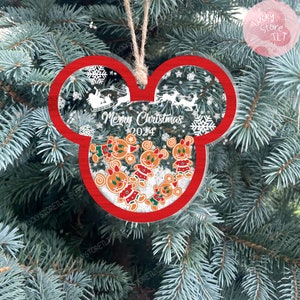 Personalized Mickey Christmas Shaker Ornament, Custom Family Name Ornament 2024,  Disney Mickey Minnie 2024 Ornament, Disneyland Keepsake