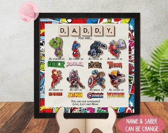 Personalized Superhero Dad Sign, 2024 Fathers Day Gift, Super Dad, Gift For Dad, Gifts from Son, Funny Father's Day Gift Ideas, New Dad Gift