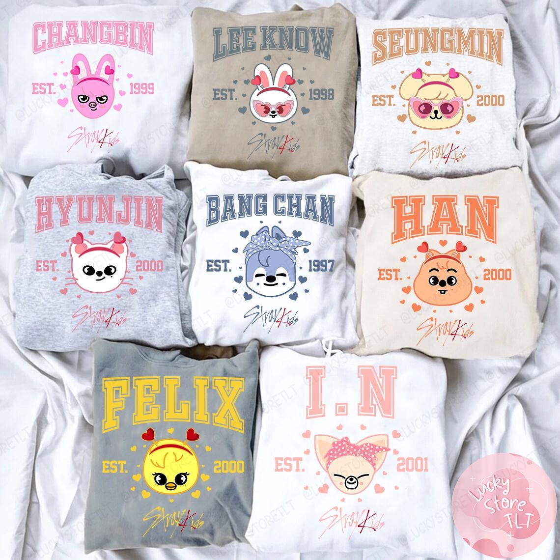 Valentine Stray Kids Member Group Hoodie, SKZOO Characters Tee