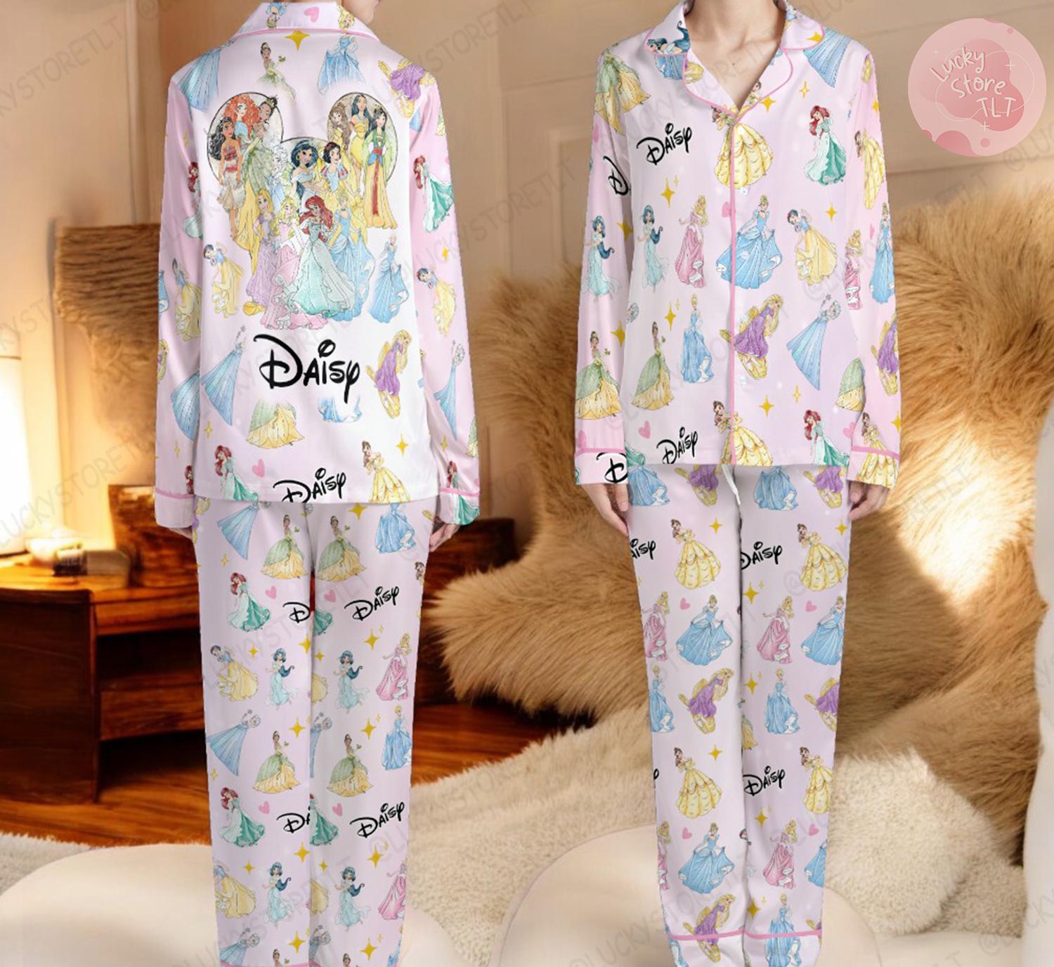 Personalized Disney Princess Satin Pajamas, Custom Name All Over Print ...