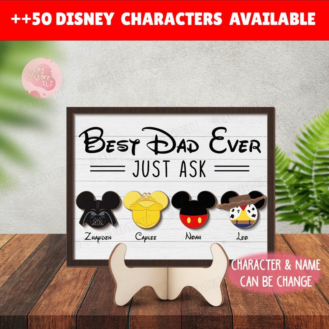 Personalized Disney Best Dad Granddad Ever Wooden Sign, Custom Disney ...