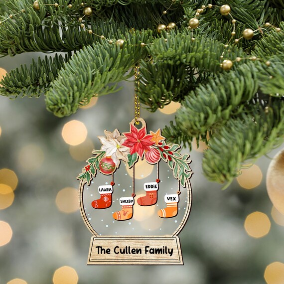 Personalized Acrylic Snow Globe Christmas Tree Ornaments, Custom Name Family Snowman Christmas Tree Decoration Hanging Globe Snowman Ornaments For Christmas Tree, Family Ornament For Xmas 2024 Decor