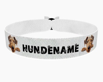 Airedale Terrier stoffen armband, aanpasbaar met naam