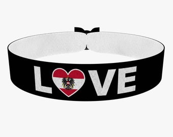 EURO 2024 - Love Austria stoffen armband zwart