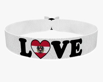 EURO 2024 - Pulsera de tela Love Austria blanca