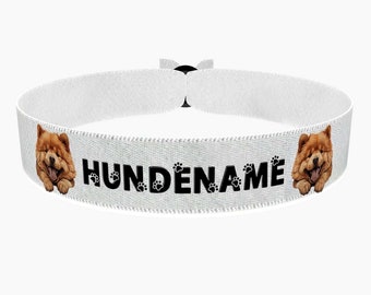 Chow Chow stoffen armband, aanpasbaar met naam