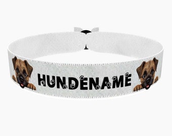 Border Terrier stoffen armband, aanpasbaar met naam