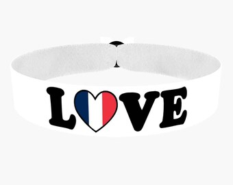 EURO 2024 - Pulsera de tela Love France blanca