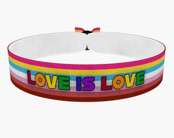 Pan-Lesbian - Love is Love bunt Stoffarmband