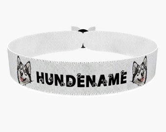 Huskey stoffen armband, aanpasbaar met naam