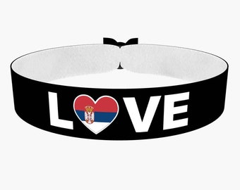 EURO 2024 - Love Serbien Stoffarmband schwarz