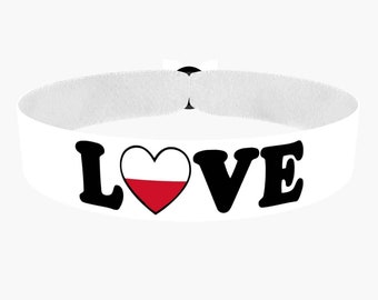 EURO 2024 - Pulsera de tela Love Polonia blanca