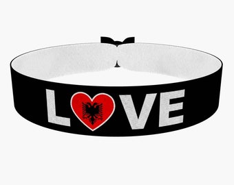 EURO 2024 - Love Albanien Stoffarmband schwarz